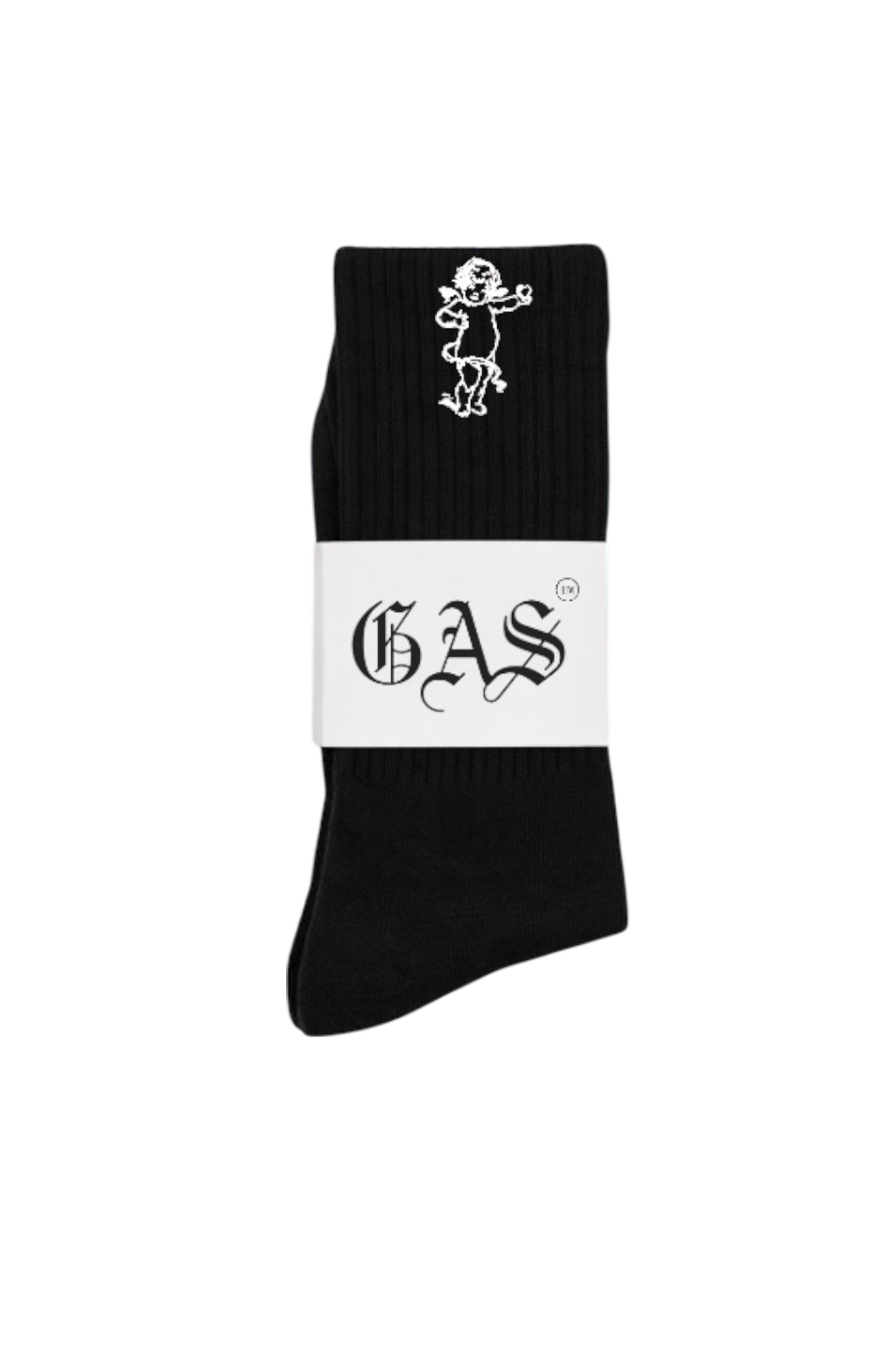 Black LFMB Ribbed Crew Socks