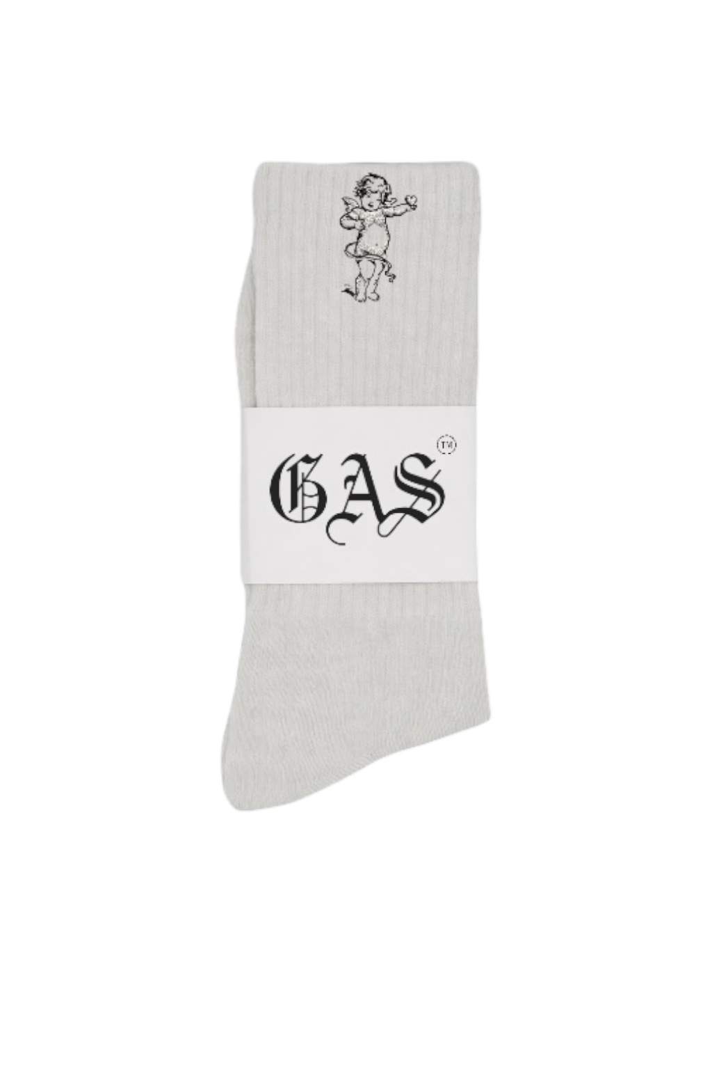 White LFMB Ribbed Crew Socks